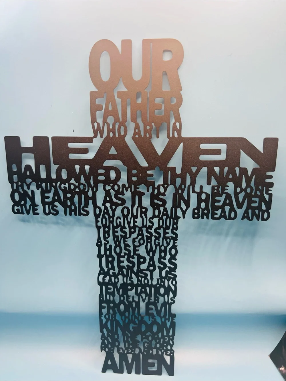 Matte Black Metal The Lord's Prayer Wall Cross Decor Minimalist Cutout Sign 30cm